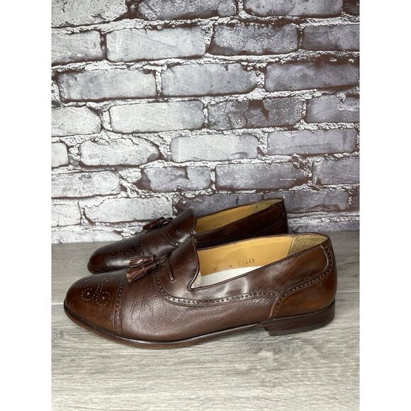 Mezlan Havana Brown Leather WingTip Cap Toe Loafers Dress Shoes Men 11W US/44EU main image 5